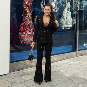 NEW!!! Single Breasted Blazer & Pants Suit Set - Royal Black